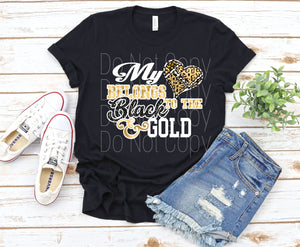 My heart belongs to Black and Gold WT (WHITE TONER) Transfer