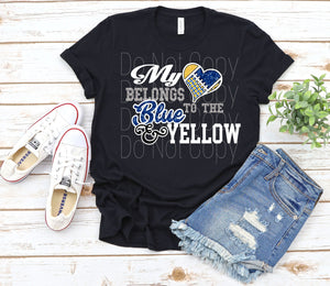 My heart belongs to Blue and Yellow WT (WHITE TONER) Transfer