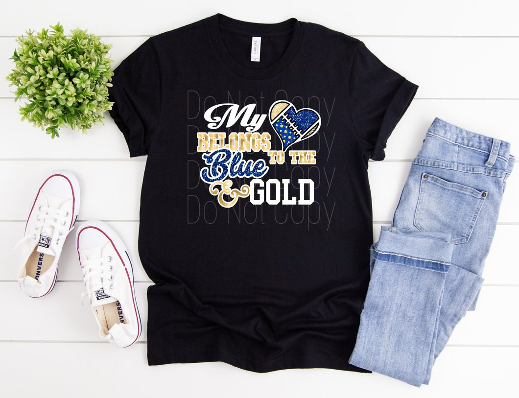 My heart belongs to Blue and Gold WT (WHITE TONER) Transfer