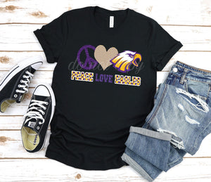 Peace Love Eagles Full Color High Heat Screen Print Transfers 350F/360F