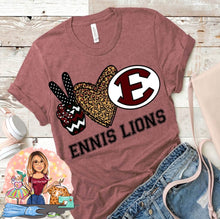 Load image into Gallery viewer, Peace Love Ennis Lions Adult Tee
