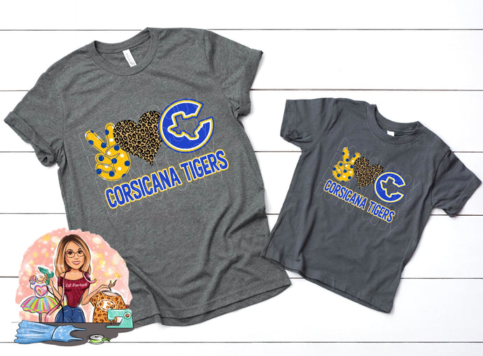 Peace Love Corsicana Tigers Tee