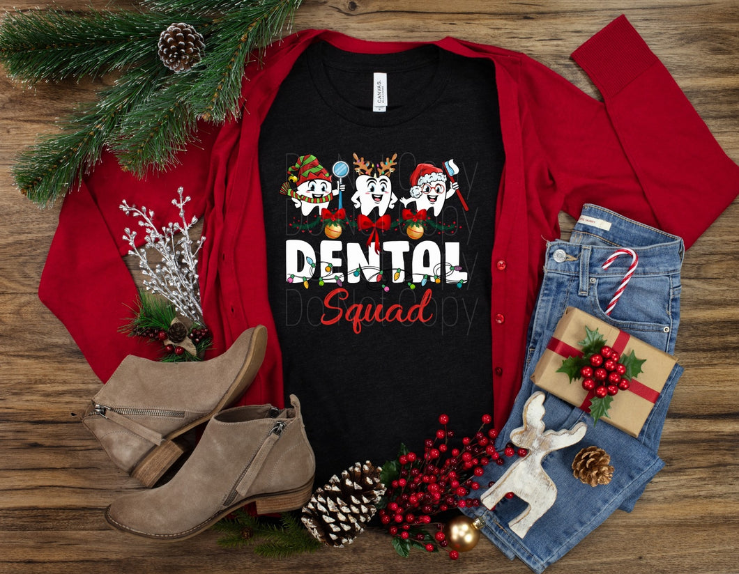 Christmas Dental Squad Full Color High Heat Screen Print Transfer 350/360F