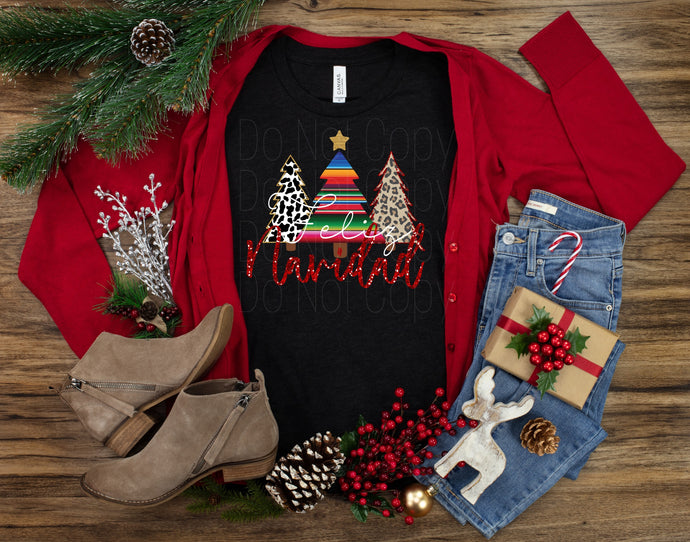 Feliz Navidad Full Color High Heat Screen Print Transfer