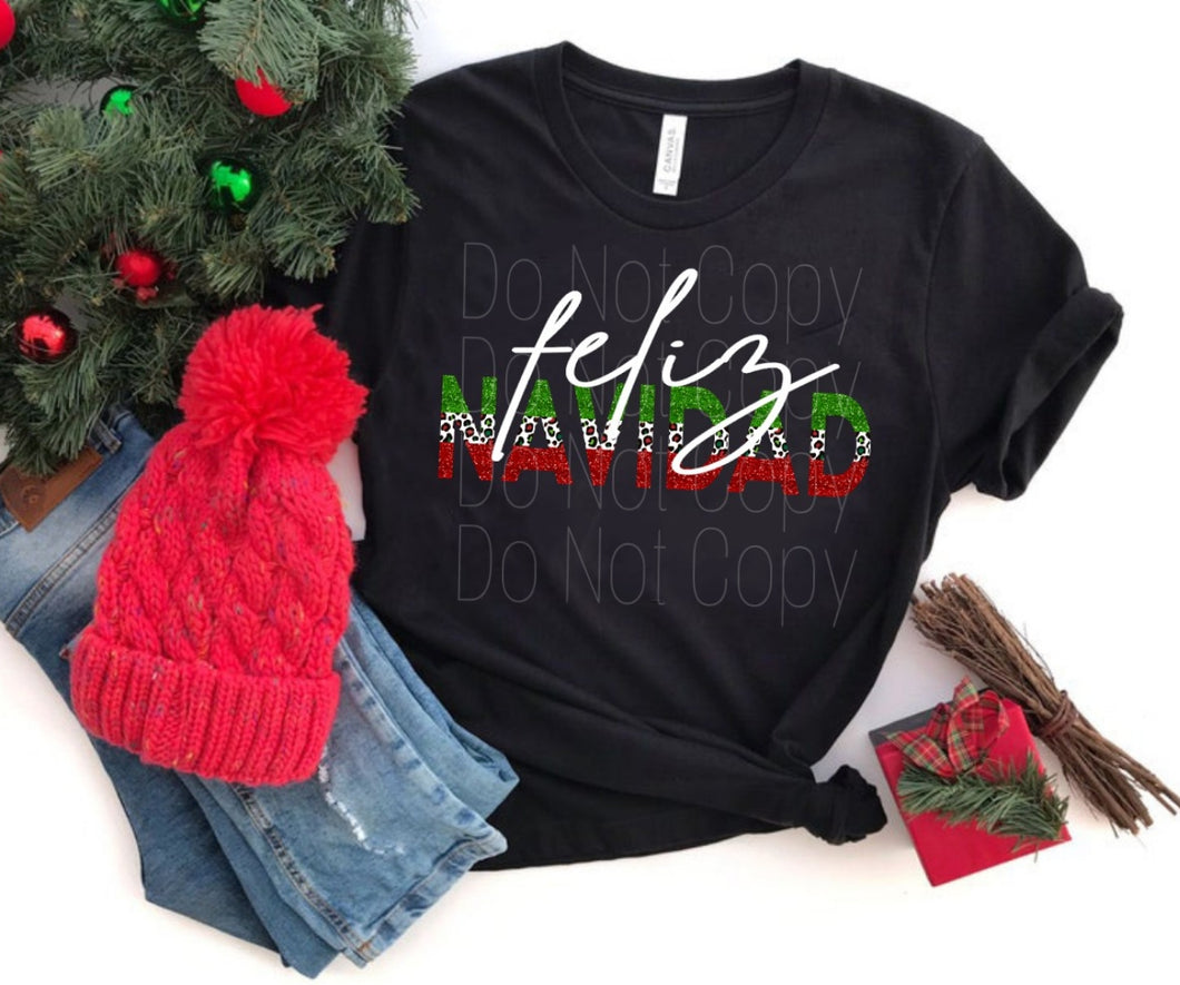 Feliz Navidad Words WT (WHITE TONER) Transfer