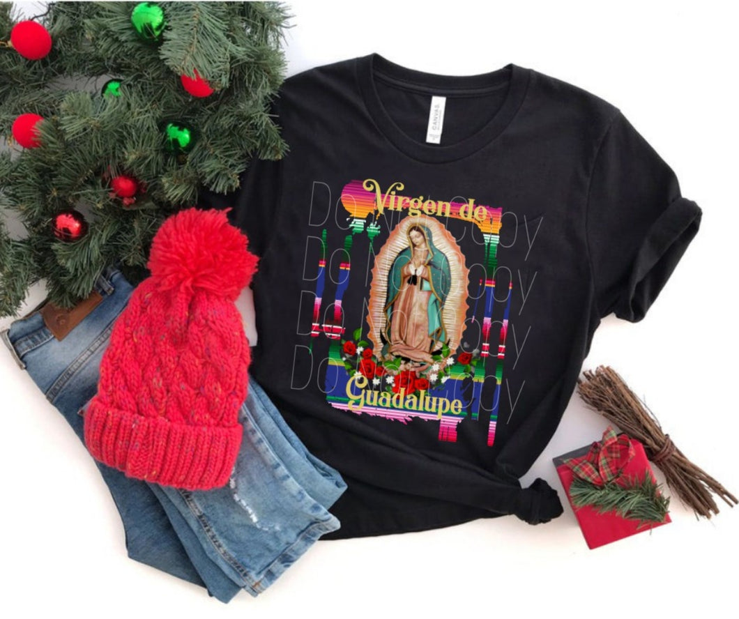 Virgen de Guadalupe Serape Full Color High Heat Screen Print Transfer 350F/360F