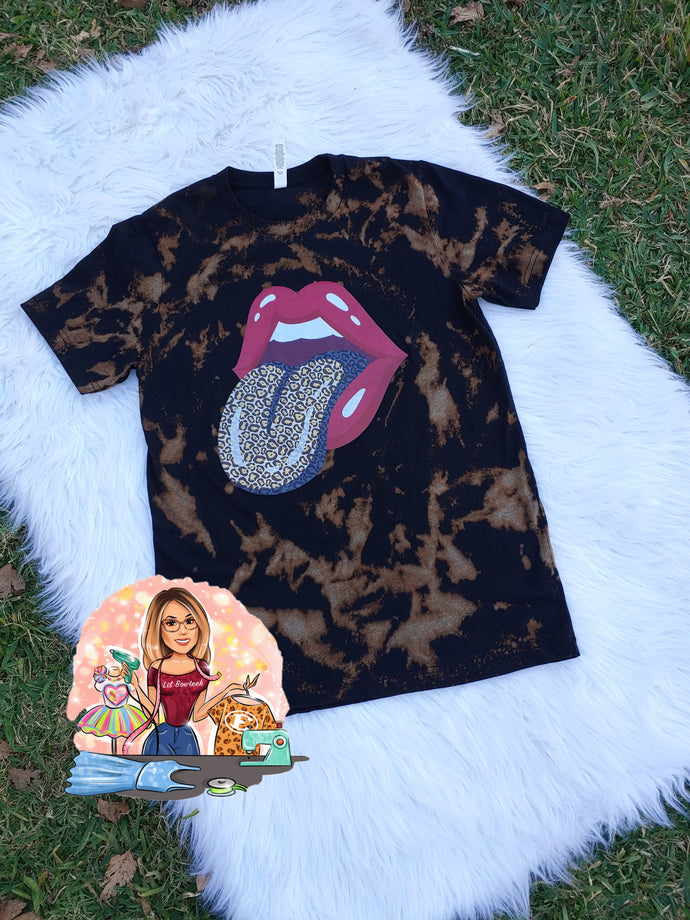Lips Cheetah Tongue Tee