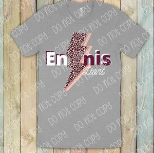 Ennis Lions Leopard Bolt Full Color Low Heat Screen Print Transfer 325F