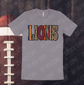 Lions Cheetah Serape (maroon) Full Color High Heat Screen Print Transfer 350F/360F