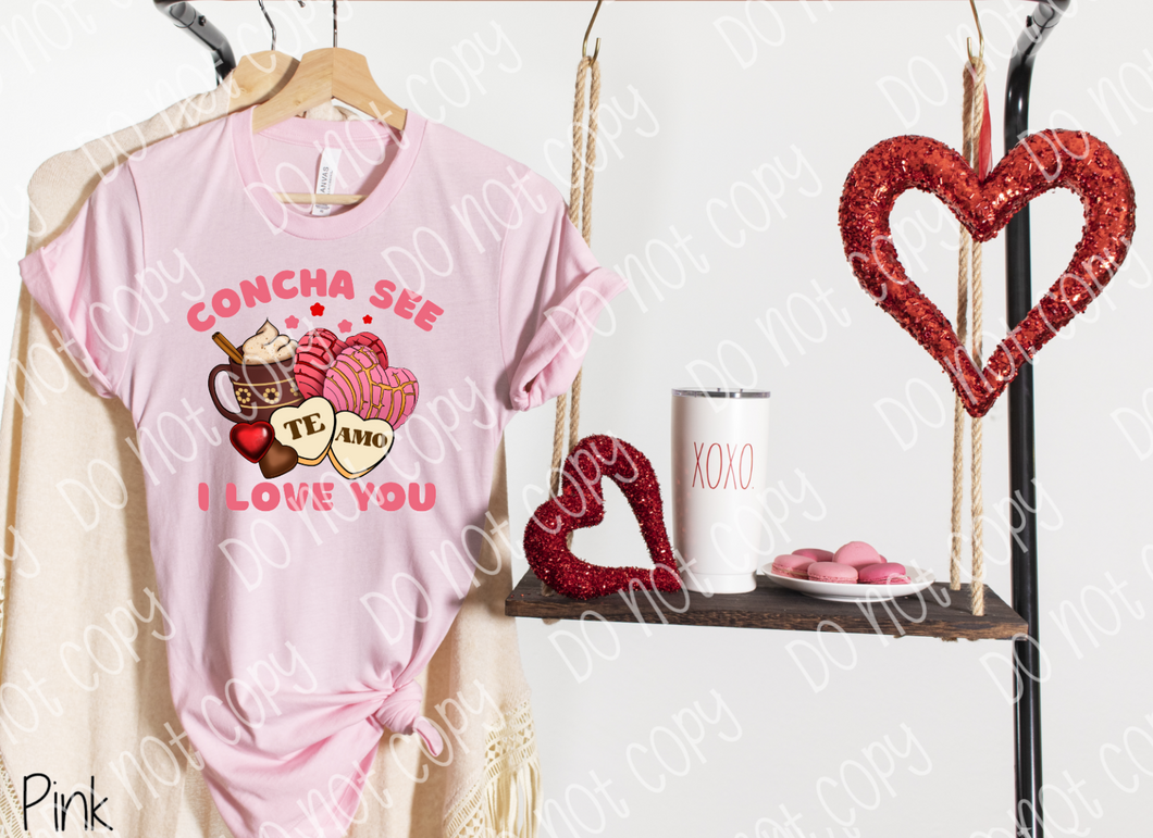 Concha see I love you Pink letters DTF TRANSFER