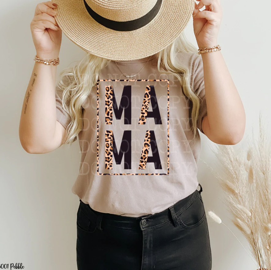 MaMa cheetah split font TShirt