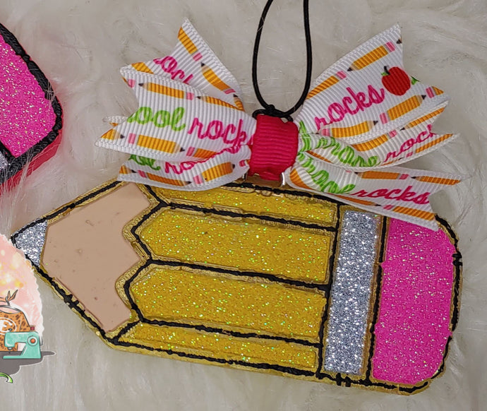 Pencil Yellow Glitter Freshie