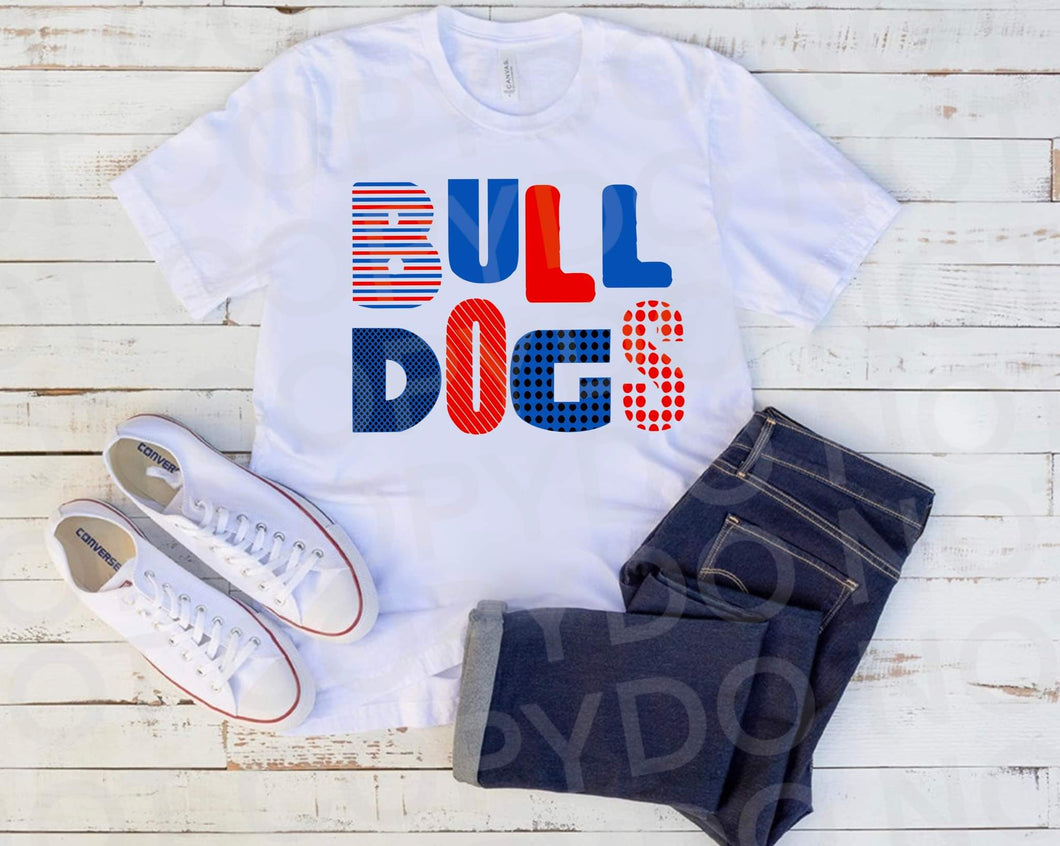 Bull Dogs Red and blue DTF TRANSFER