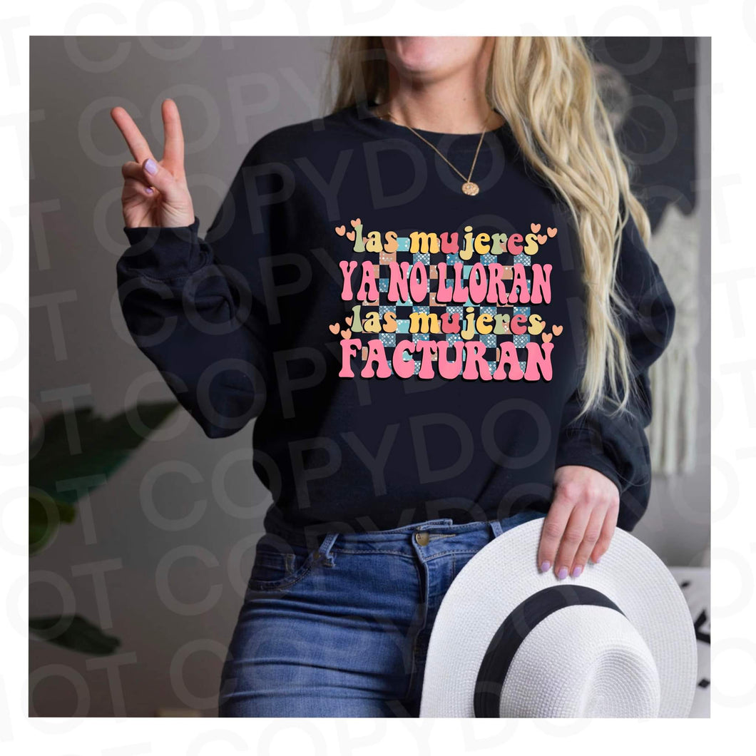 Mujeres no lloran Pink font DTF TRANSFER